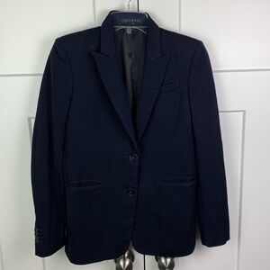 THEORY Size 2 School Boy Blazer Deep Navy Wool Blend 2 Button Academia